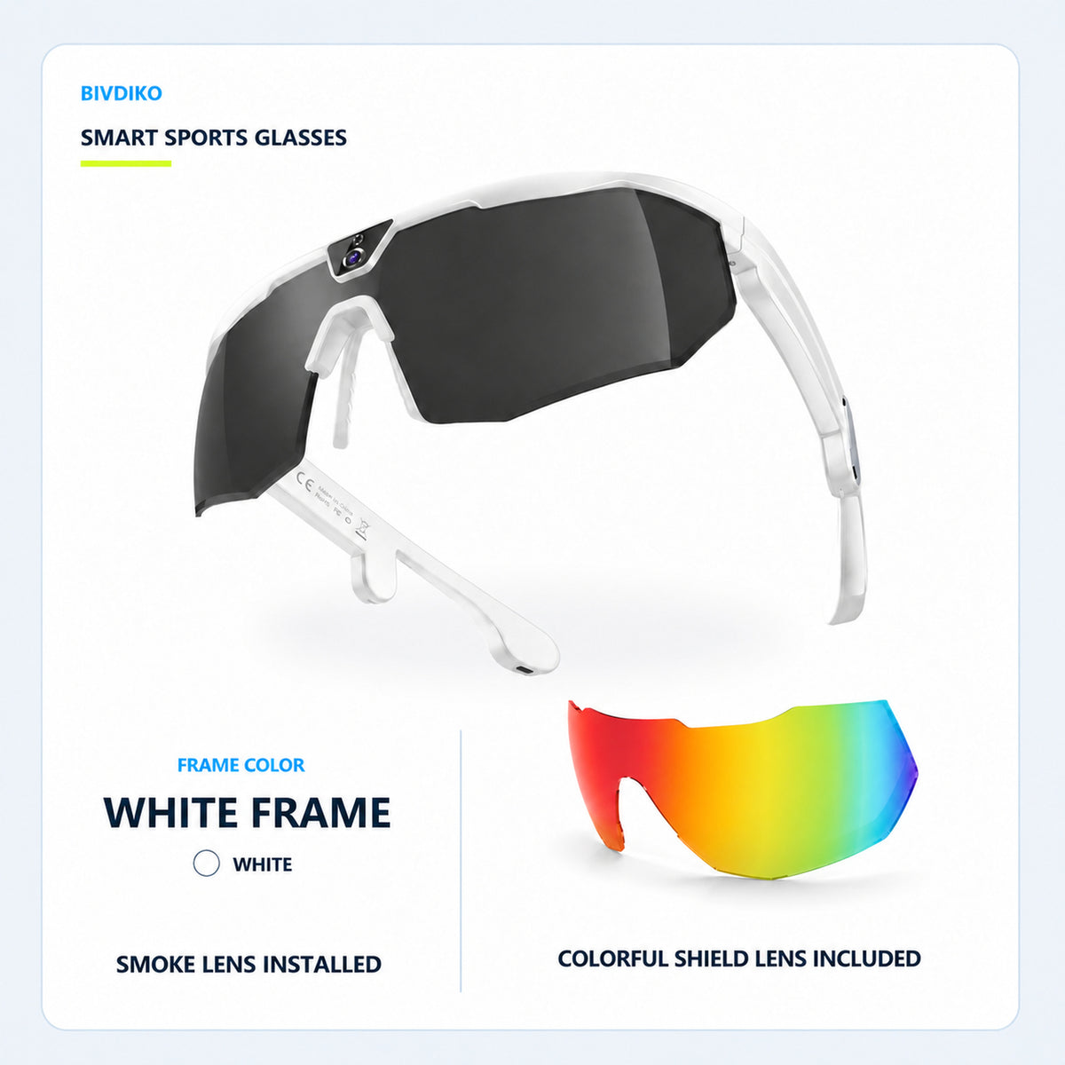 White-frame BIVDIKO W640 kit with smoke lens and spare rainbow shield lens