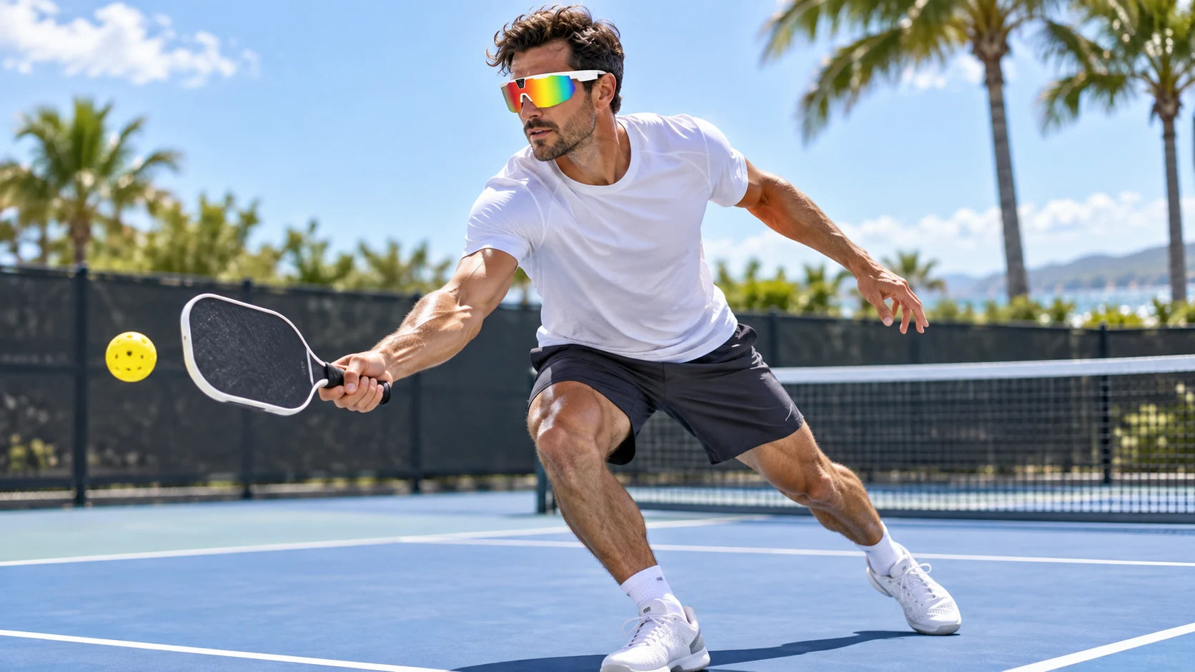 Wraparound lens coverage during pickleball play