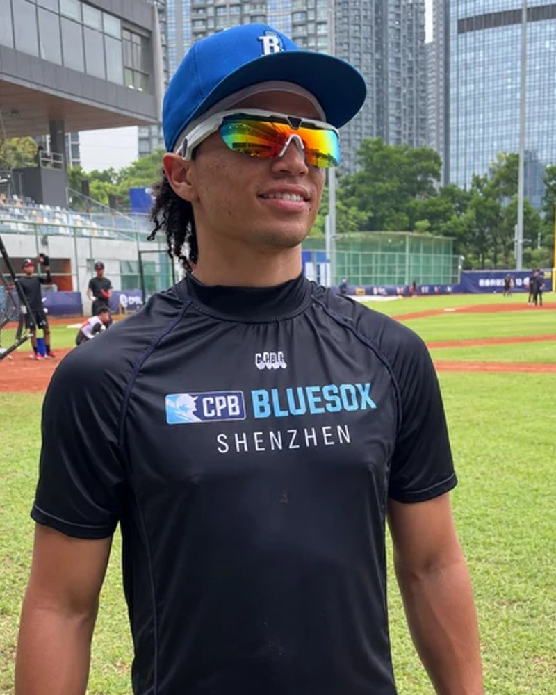 Enrique Burgos wearing BIVDIKO sports glasses during baseball training