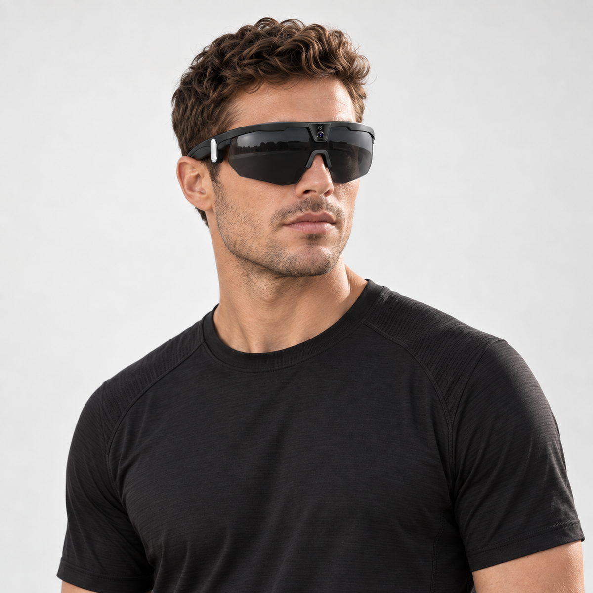 Male athlete wearing black-frame BIVDIKO W640 glasses with smoke lens