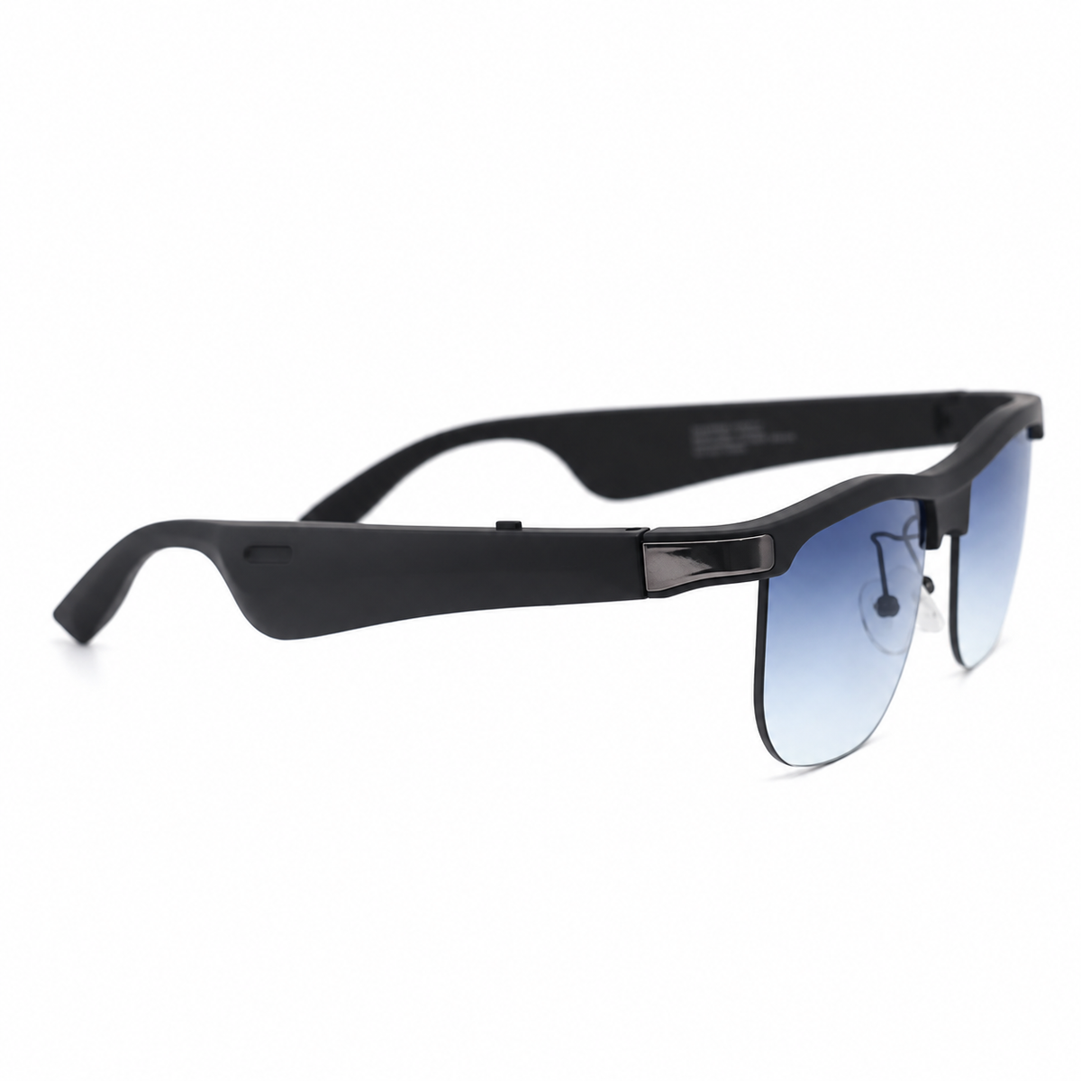 Side view of BIVDIKO BIV100 glasses showing the thick temple and blue gradient lenses