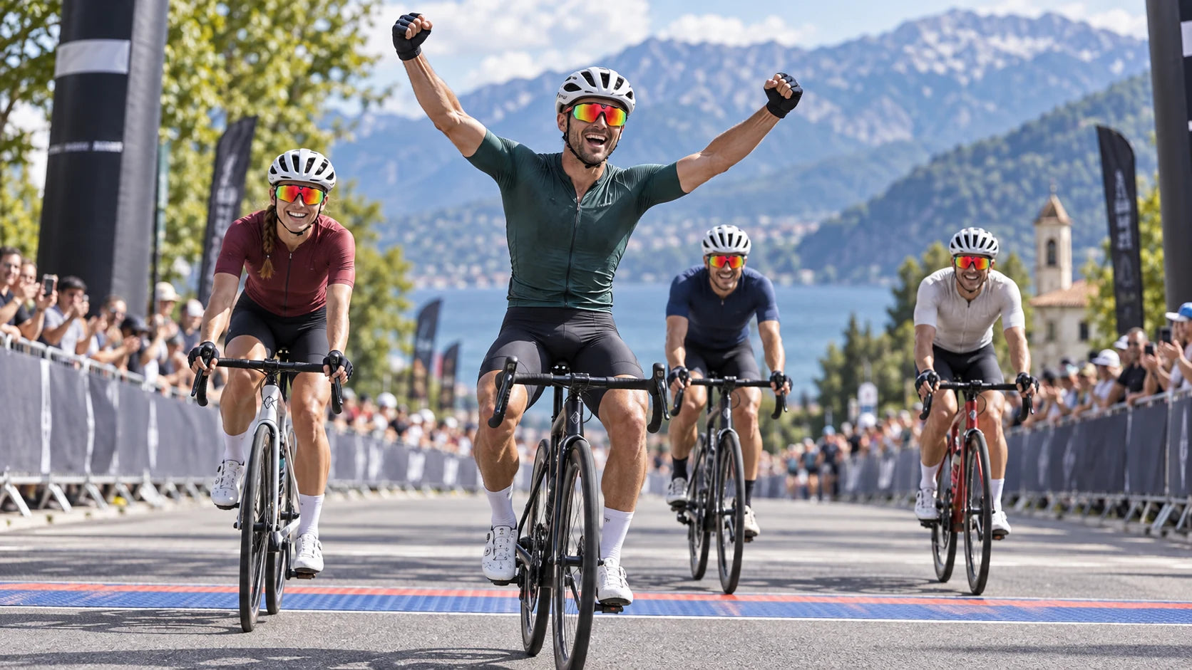 Road cyclist recording an event-day ride