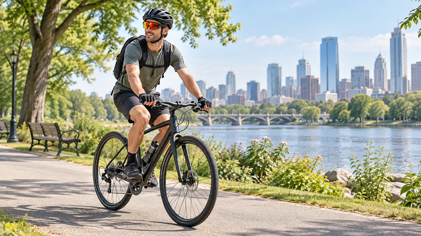 Weekend road cyclist wearing colorful BIVDIKO glasses