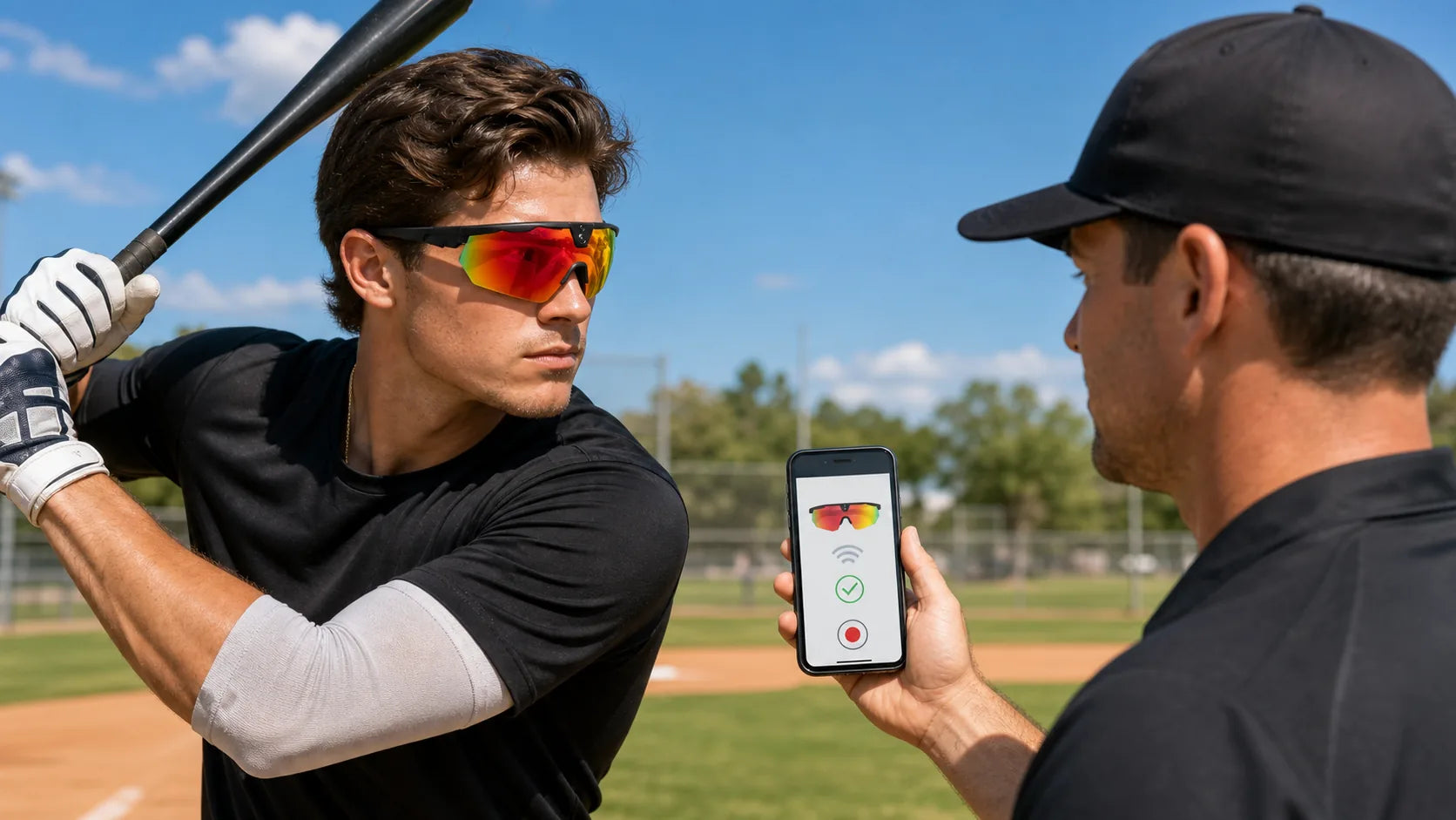 Coach confirming the glasses connection before capture