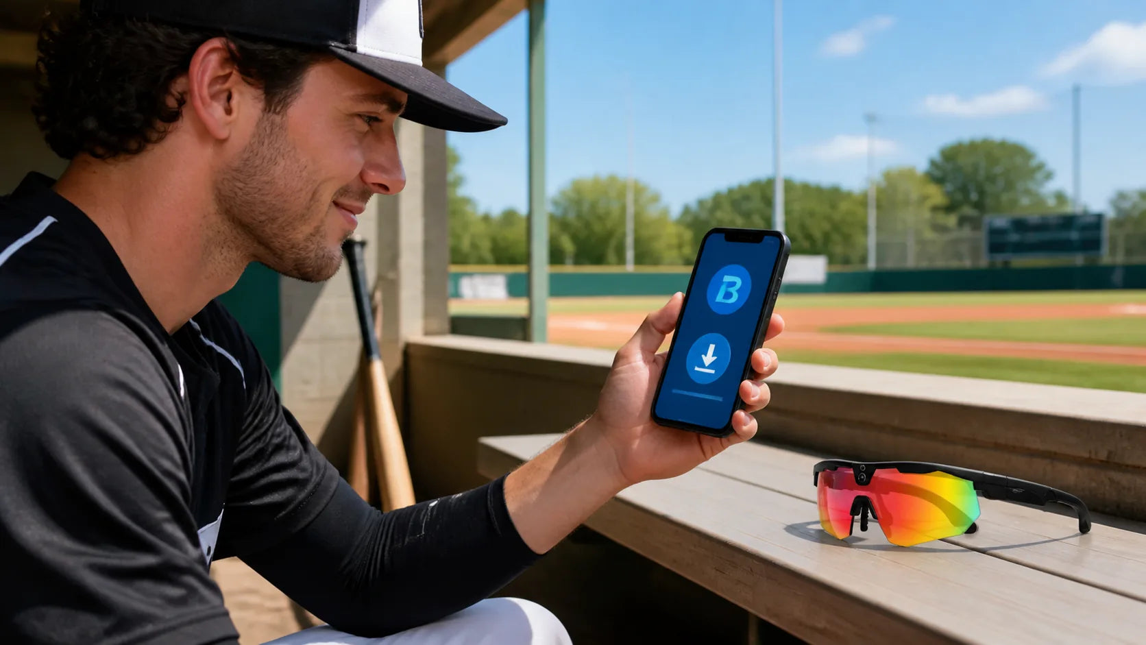 Athlete installing the BIVDIKO App beside the glasses