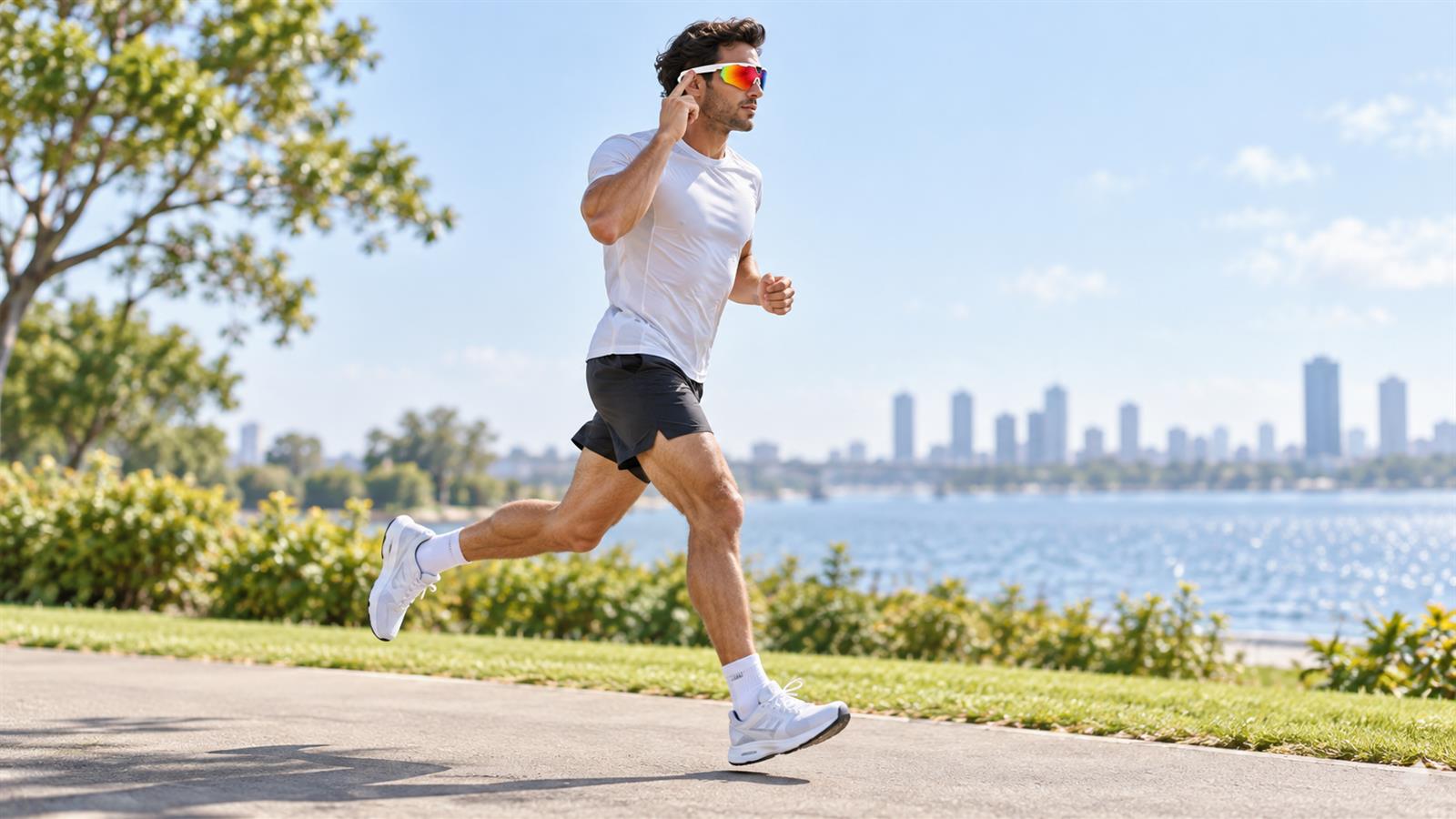 Runner capturing first-person media without stopping