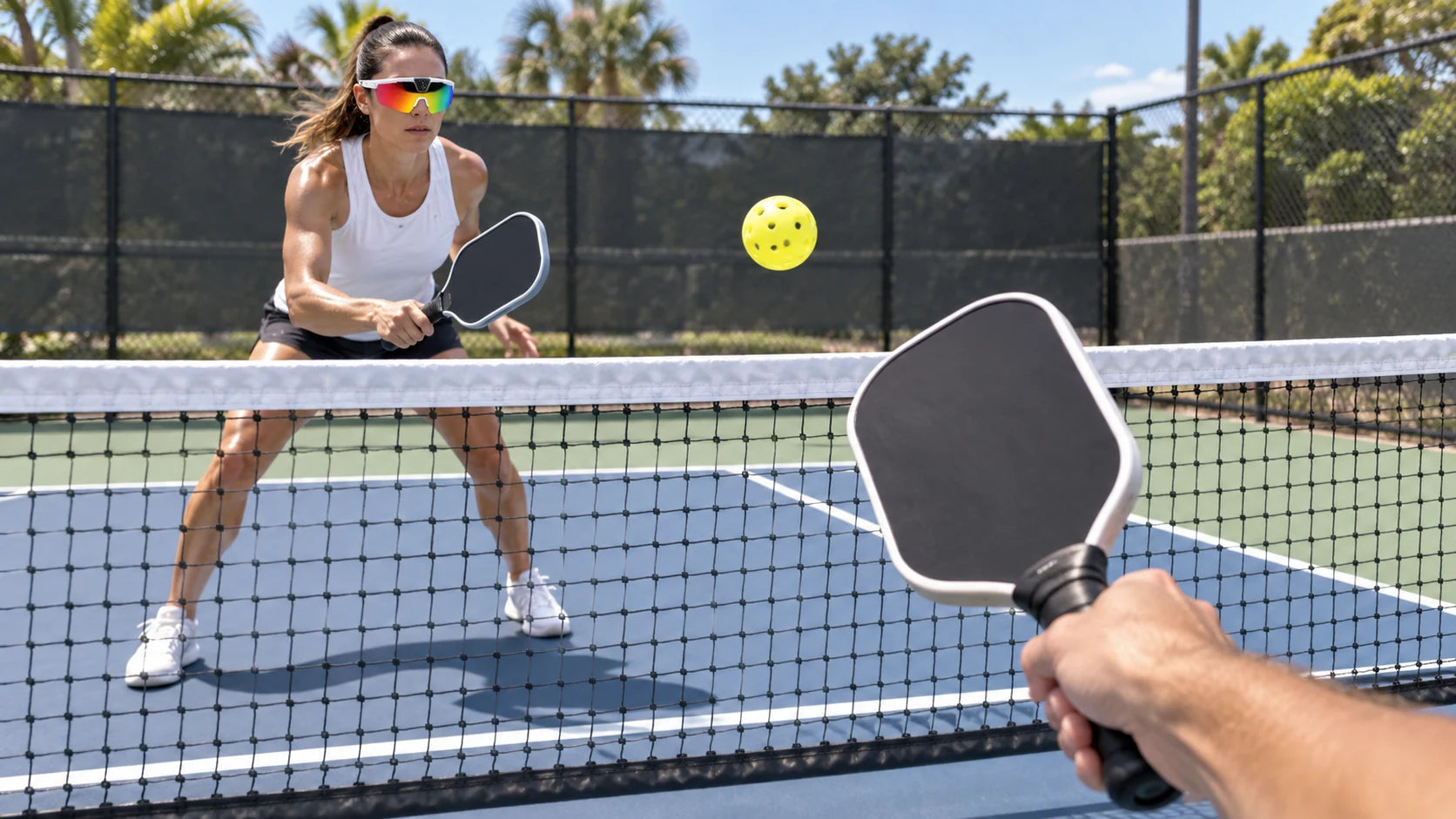 First-person pickleball capture through BIVDIKO glasses