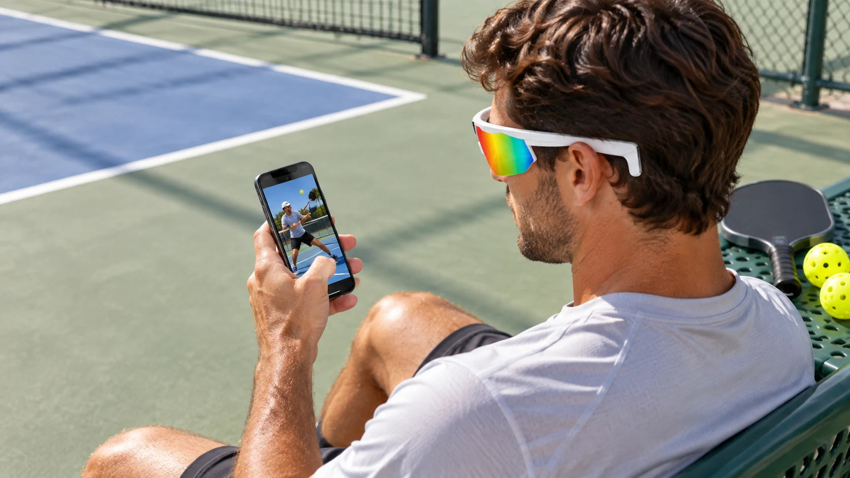 Pickleball player sharing a saved training clip