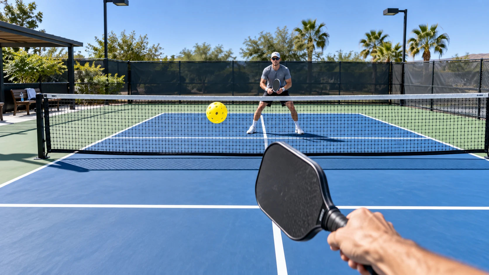 Pickleball court from the player’s point of view